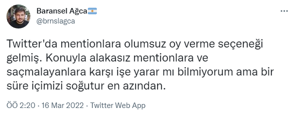 Twitter olumsuz oy